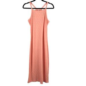 Alternative Apparel Peach PolkaDot Jersey Sleeveless Lightweight Midi Tank Dress